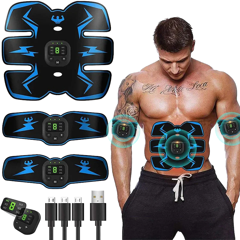 Power ABS Stimulator 2024 - Voller Kern + Arme & Beine + 10 GelPad - Blau [Limited Edition]