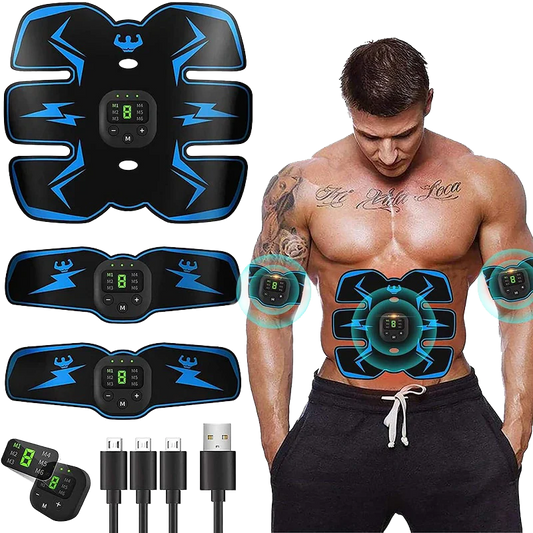 Power ABS Stimulator 2024 - Voller Kern + Arme & Beine + 10 GelPad - Blau [Limited Edition]