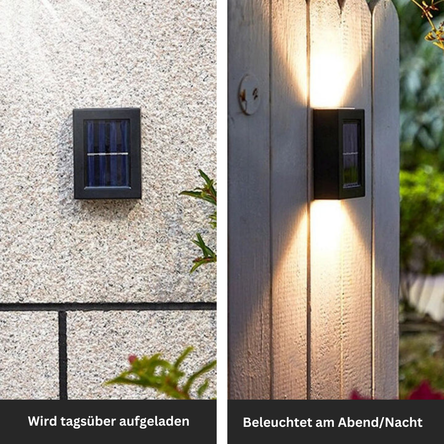 Kabellose LED-Solar-Wandleuchten Deluxe - Schaffen Sie die perfekte Atmosphäre in Ihrem Garten!